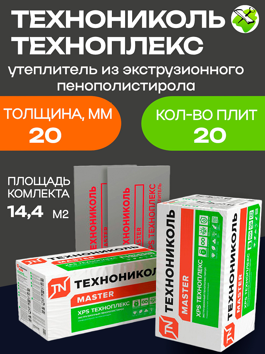 ТЕХНОНИКОЛЬ Техноплекс утеплитель XPS Г4 1200х600х20мм (20шт=14,4м2=0,289м3) - 5 — в интернет-магазине «Ремонт 3000»