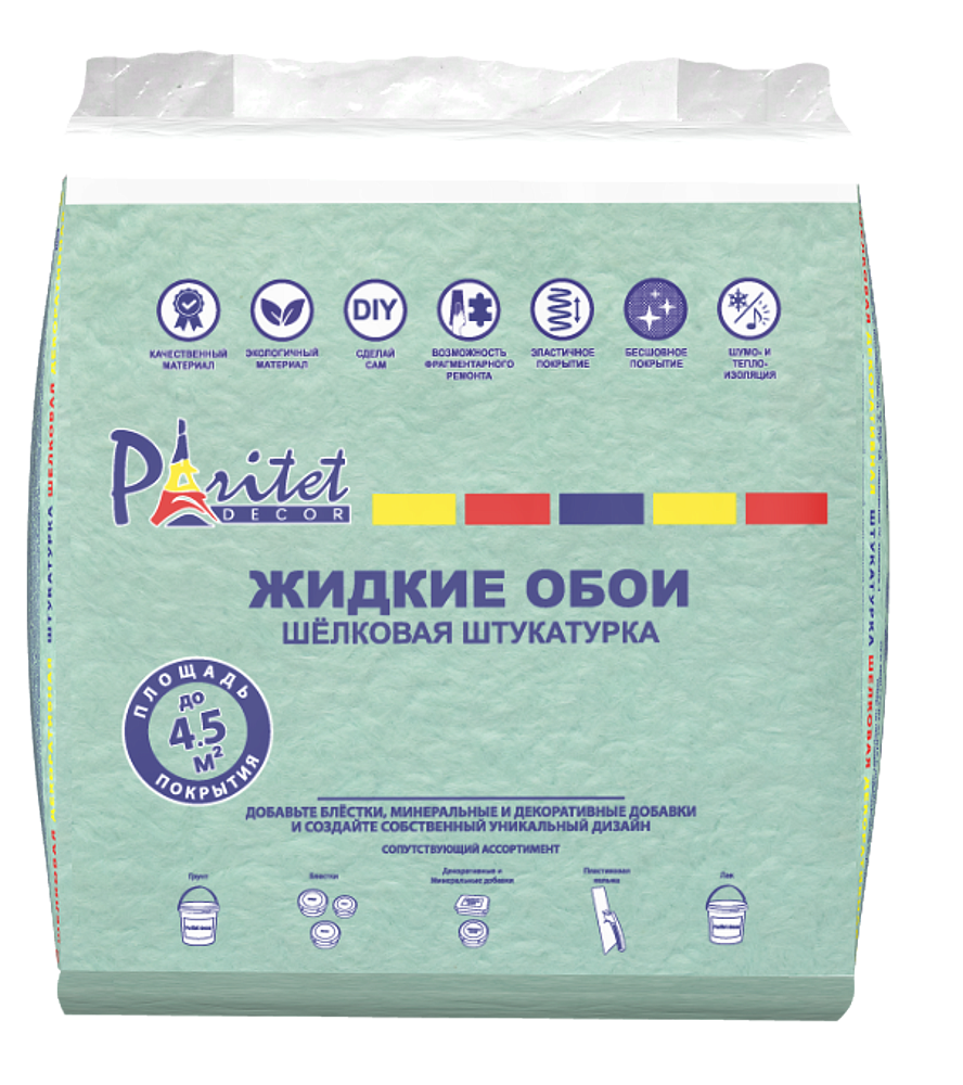 ПАРИТЕТ Шёлк 17 жидкие обои мятные (0,9кг) - 1 — в интернет-магазине «Ремонт 3000»