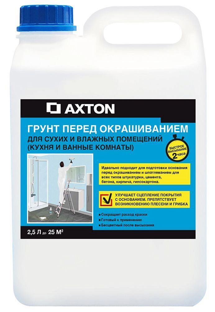 АКСТОН грунтовка для сухих и влажных помещений (2,5л) — в интернет-магазине «Ремонт 3000»