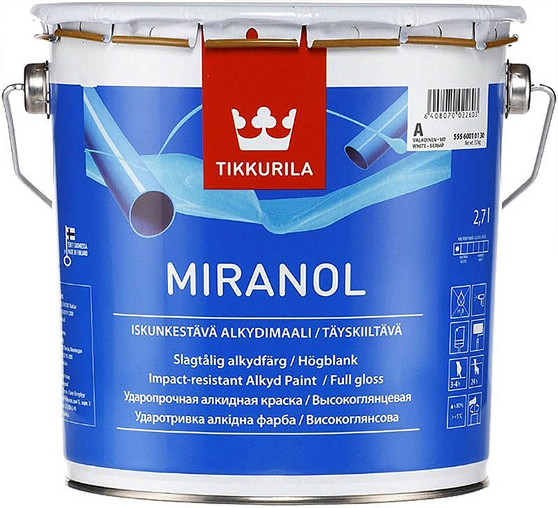 ТИККУРИЛА Миранол база А белая эмаль алкидная (2,7л) — в интернет-магазине «Ремонт 3000»