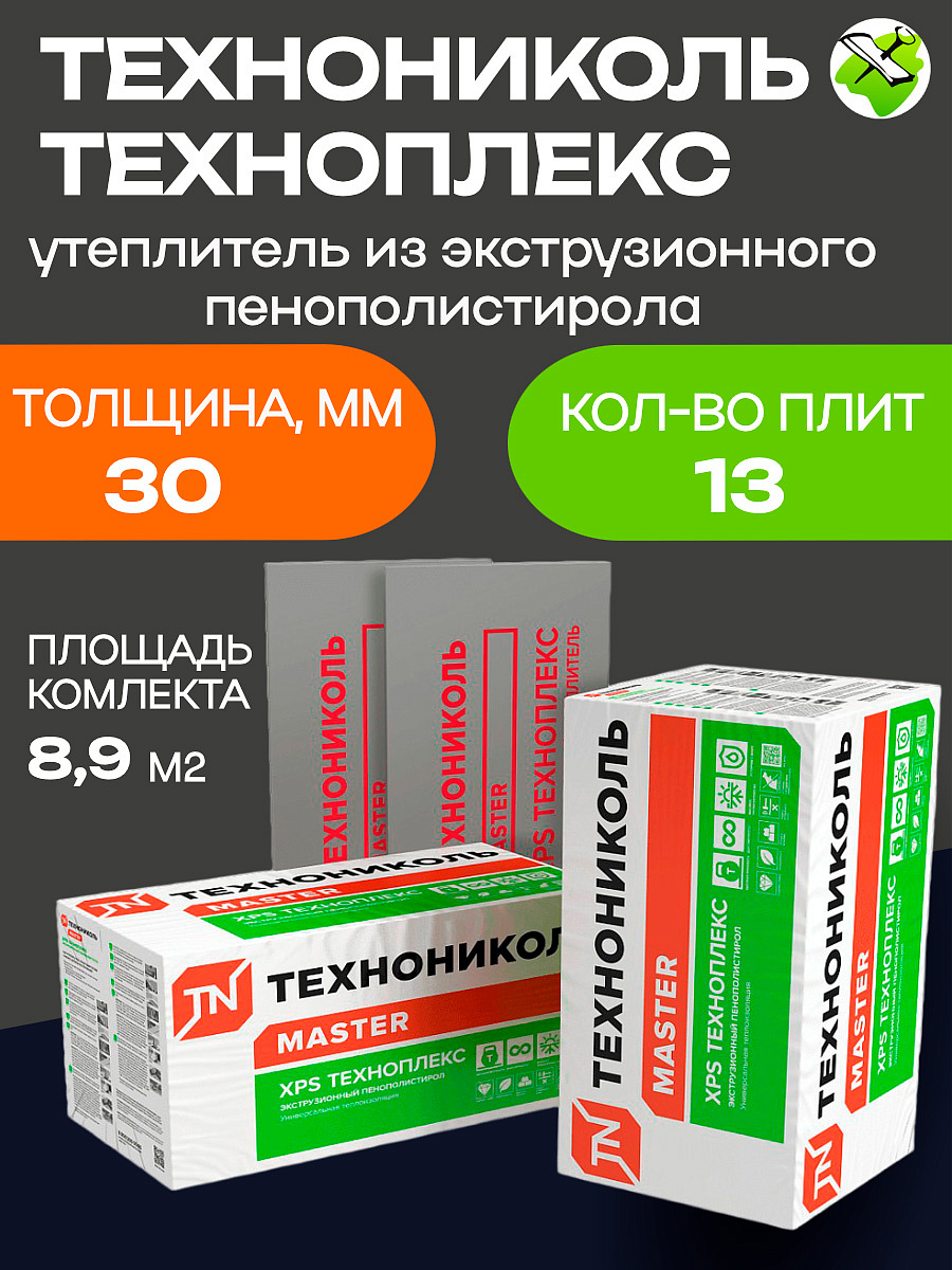 ТЕХНОНИКОЛЬ Техноплекс утеплитель XPS Г4 1180х580х30мм (13шт=8,9м2=0,267м3) - 5 — в интернет-магазине «Ремонт 3000»