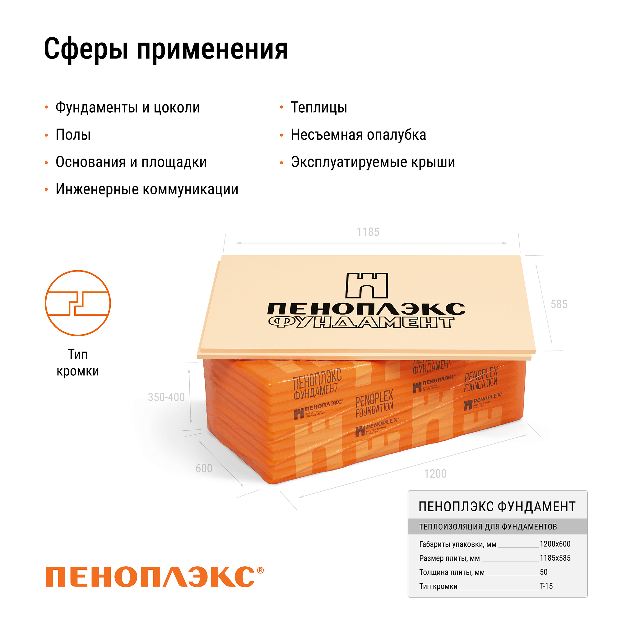ПЕНОПЛЕКС Фундамент утеплитель XPS 1185х585х50мм (7шт) (4,85м2) (0,243м3) - 4 — в интернет-магазине «Ремонт 3000»
