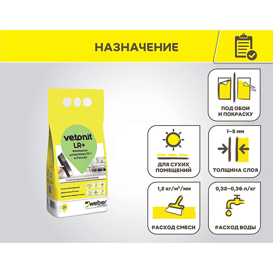 ВЕТОНИТ ЛР Плюс шпатлевка финишная (5кг) - 2 — в интернет-магазине «Ремонт 3000»