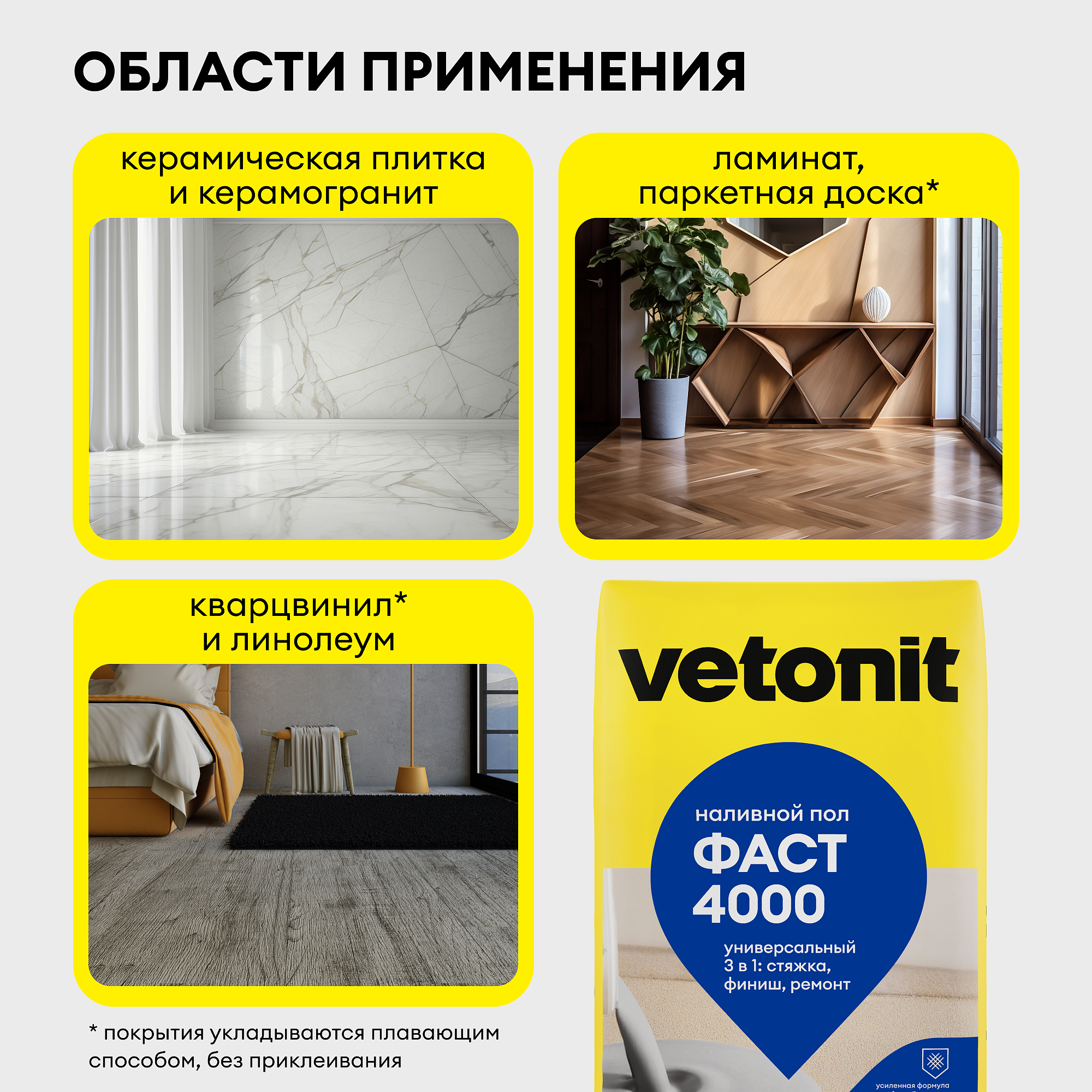 ВЕТОНИТ Фаст 4000 универсальный наливной пол (20кг) - 3 — в интернет-магазине «Ремонт 3000»