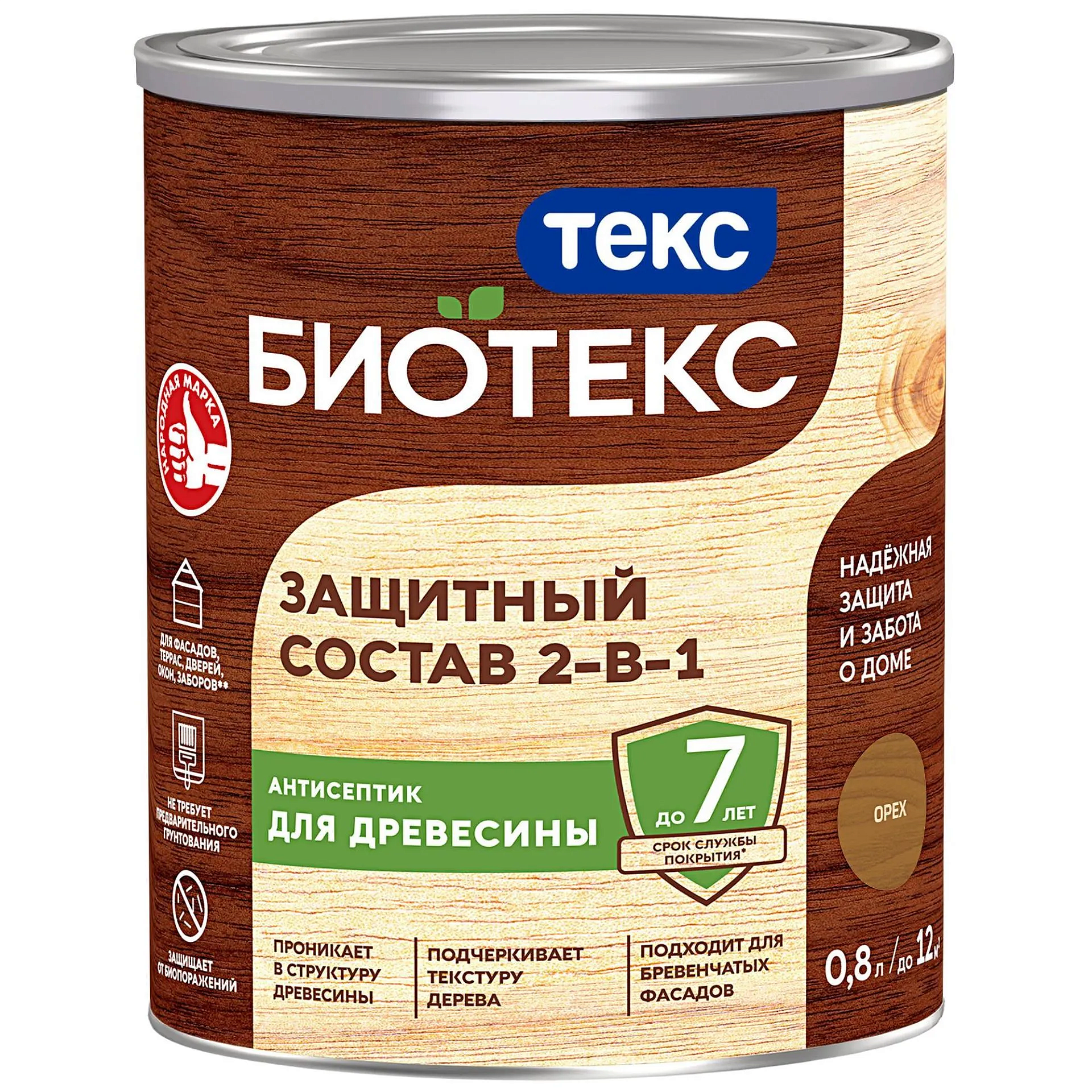 ТЕКС Биотекс антисептик декоративная пропитка по дереву орех (0,8л) — в интернет-магазине «Ремонт 3000»