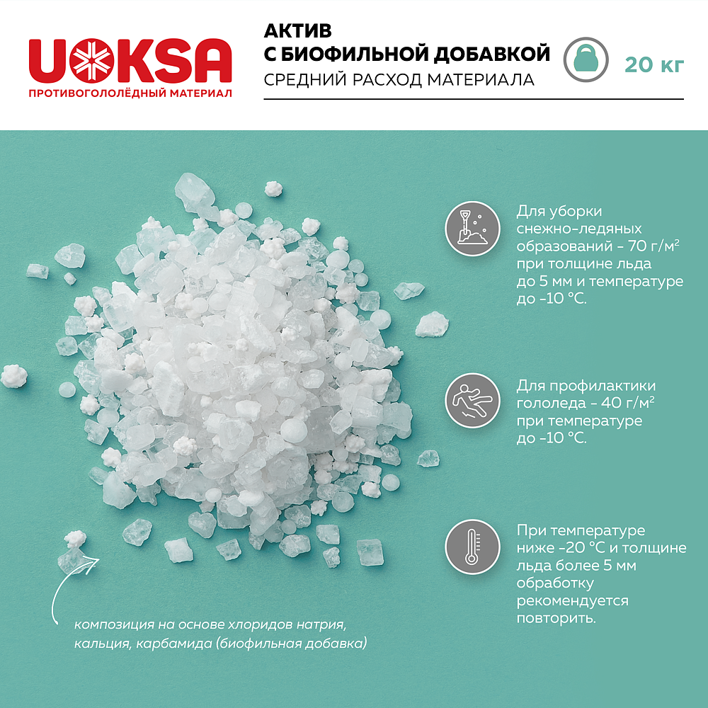 УОКСА Актив добавка противоморозная -25С (20кг) - 2 — в интернет-магазине «Ремонт 3000»