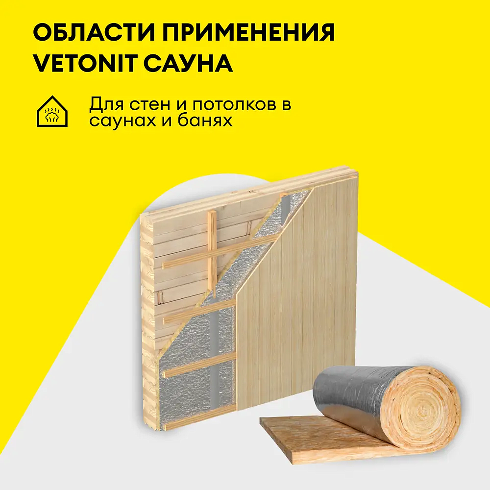ВЕТОНИТ Сауна утеплитель фольгированный 12500х1200х50мм (15м2) (0,75м3) - 1 — в интернет-магазине «Ремонт 3000»