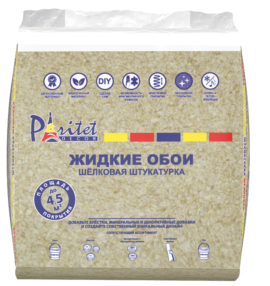 ПАРИТЕТ Текстурное Покрытие 11 жидкие обои песочные (0,9кг) - 1 — в интернет-магазине «Ремонт 3000»