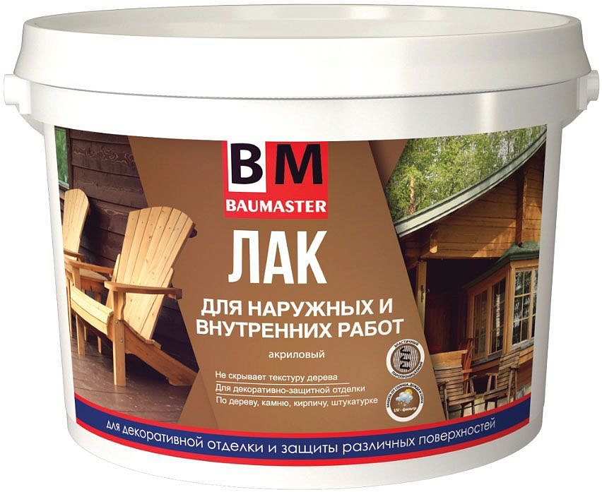 БАУМАСТЕР лак акриловый прозрачный матовый (2,2кг) — в интернет-магазине «Ремонт 3000»