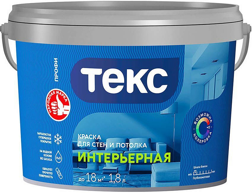 ТЕКС Интерьерная краска в/д (1,8л) ПРОФИ — в интернет-магазине «Ремонт 3000»