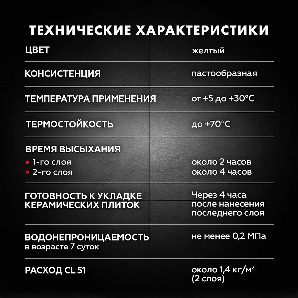 ЦЕРЕЗИТ CL-51 Мастика гидроизоляционная полимерная (1.4кг) - 5 — в интернет-магазине «Ремонт 3000»