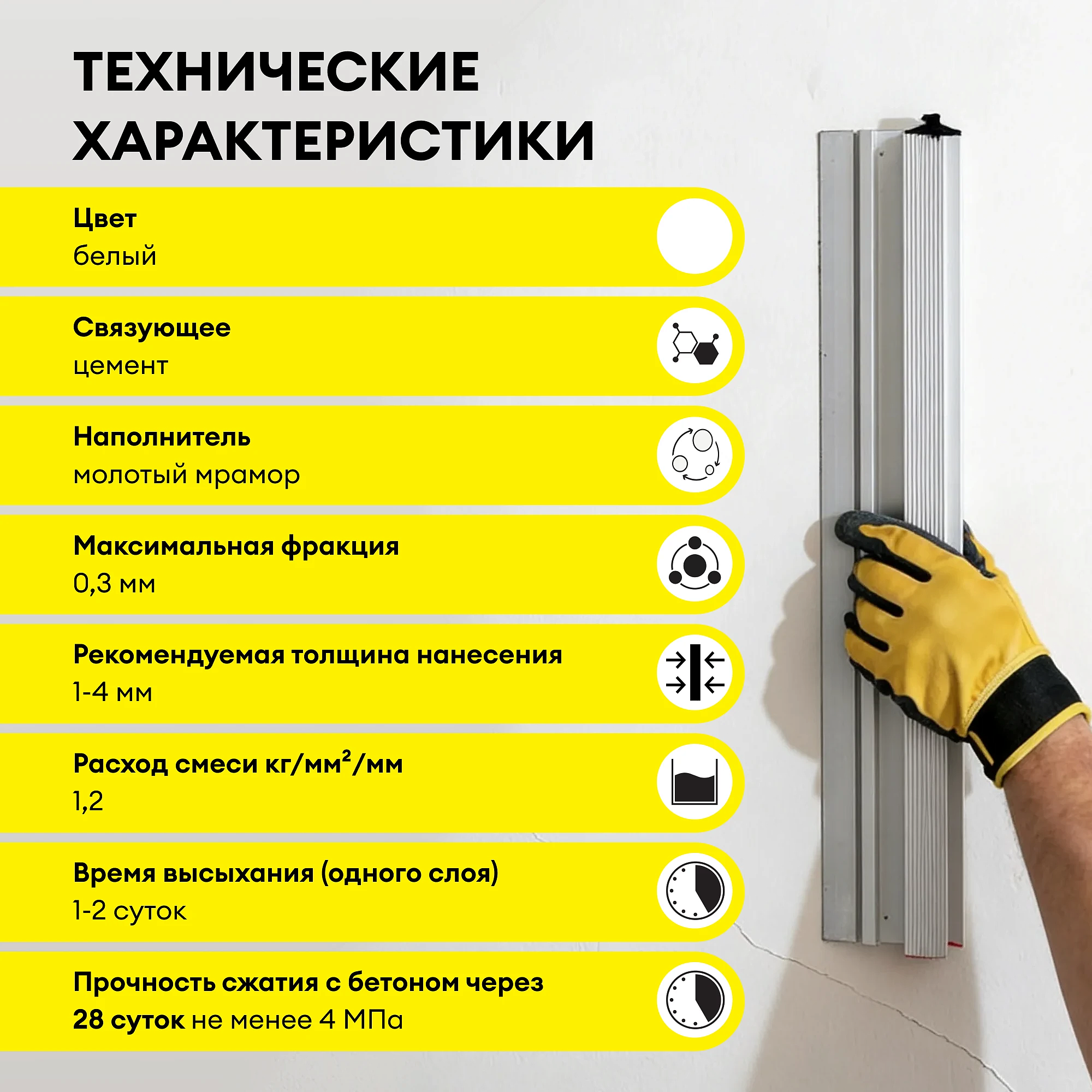 ВЕТОНИТ ВХ шпатлевка цементная влагостойкая (20кг) белая - 6 — в интернет-магазине «Ремонт 3000»