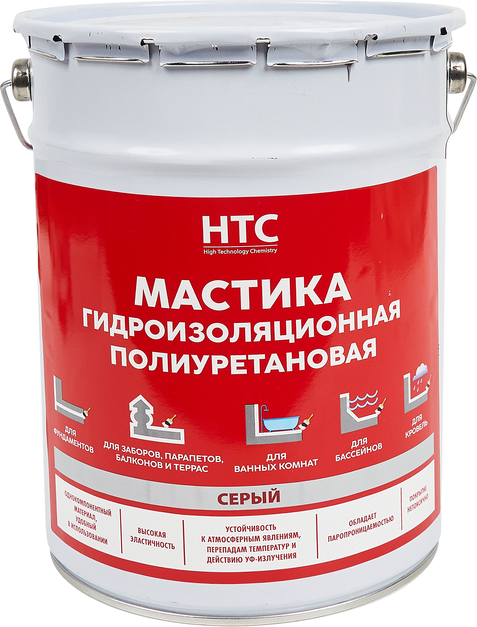 HTC мастика гидроизоляционная полиуретановая (6кг) серая — в интернет-магазине «Ремонт 3000»