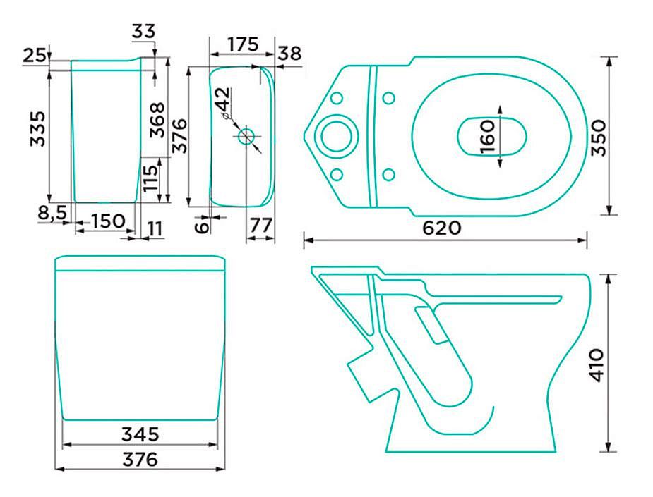 ГЕССО Проксима унитаз-компакт с косым выпуском белый - 4 — в интернет-магазине «Ремонт 3000»