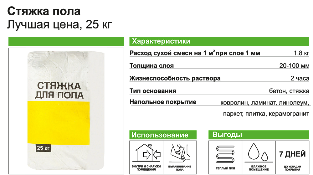 ЛУЧШАЯ ЦЕНА стяжка пола цементная (25кг) - 1 — в интернет-магазине «Ремонт 3000»