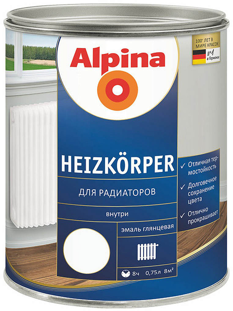 АЛЬПИНА Эмаль для радиаторов (0,75л) — в интернет-магазине «Ремонт 3000»