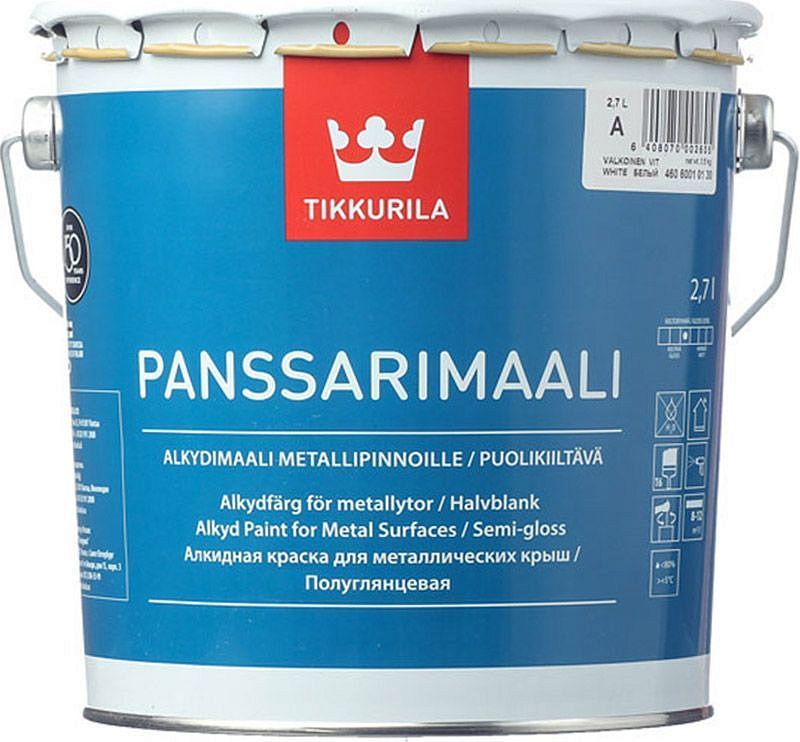 ТИККУРИЛА Панссаримаали база A белая краска для металлических крыш (2,7л) — в интернет-магазине «Ремонт 3000»