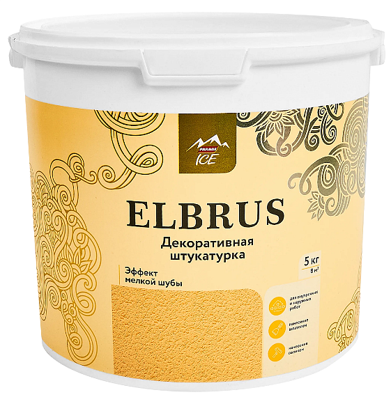 ПАРАД Эльбрус штукатурка декоративная эффект мелкой шубы белая (5кг) — в интернет-магазине «Ремонт 3000»