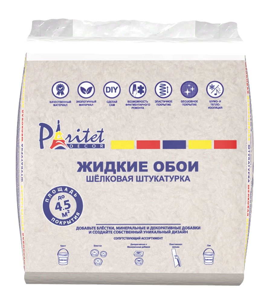 ПАРИТЕТ Шёлк 14 жидкие обои белые (0,9кг) - 1 — в интернет-магазине «Ремонт 3000»