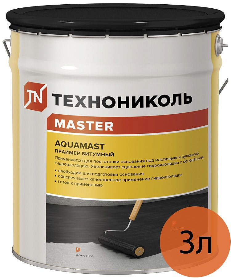 АКВАМАСТ праймер битумный (3л=2,4кг) — в интернет-магазине «Ремонт 3000»
