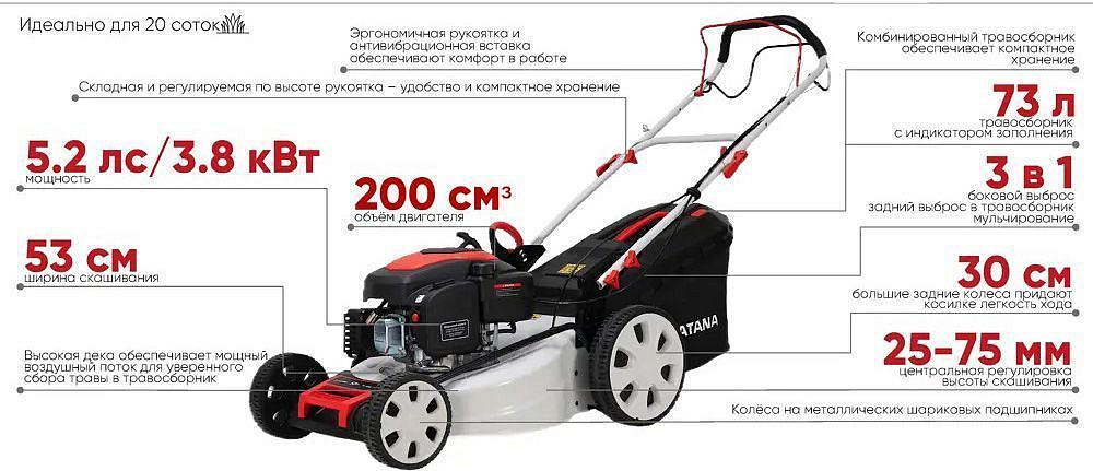 КАТАНА KL-53AS газонокосилка бензиновая 530мм (5,2л.с) - 1 — в интернет-магазине «Ремонт 3000»