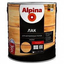 АЛЬПИНА Лак алкидно-уретановый для деревянных полов глянцевый (2,5л) — в интернет-магазине «Ремонт 3000»