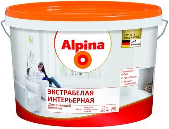 АЛЬПИНА Экстрабелая интерьерная краска (10л) — в интернет-магазине «Ремонт 3000»