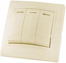 ТАЙМЫР SQ1814-0106 выключатель трехклавишный с/у с индикатором слоновая кость — в интернет-магазине «Ремонт 3000»
