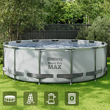 БЕСТВЕЙ Steel Pro Max бассейн каркасный круглый 12690л (396x122см) серый — в интернет-магазине «Ремонт 3000»